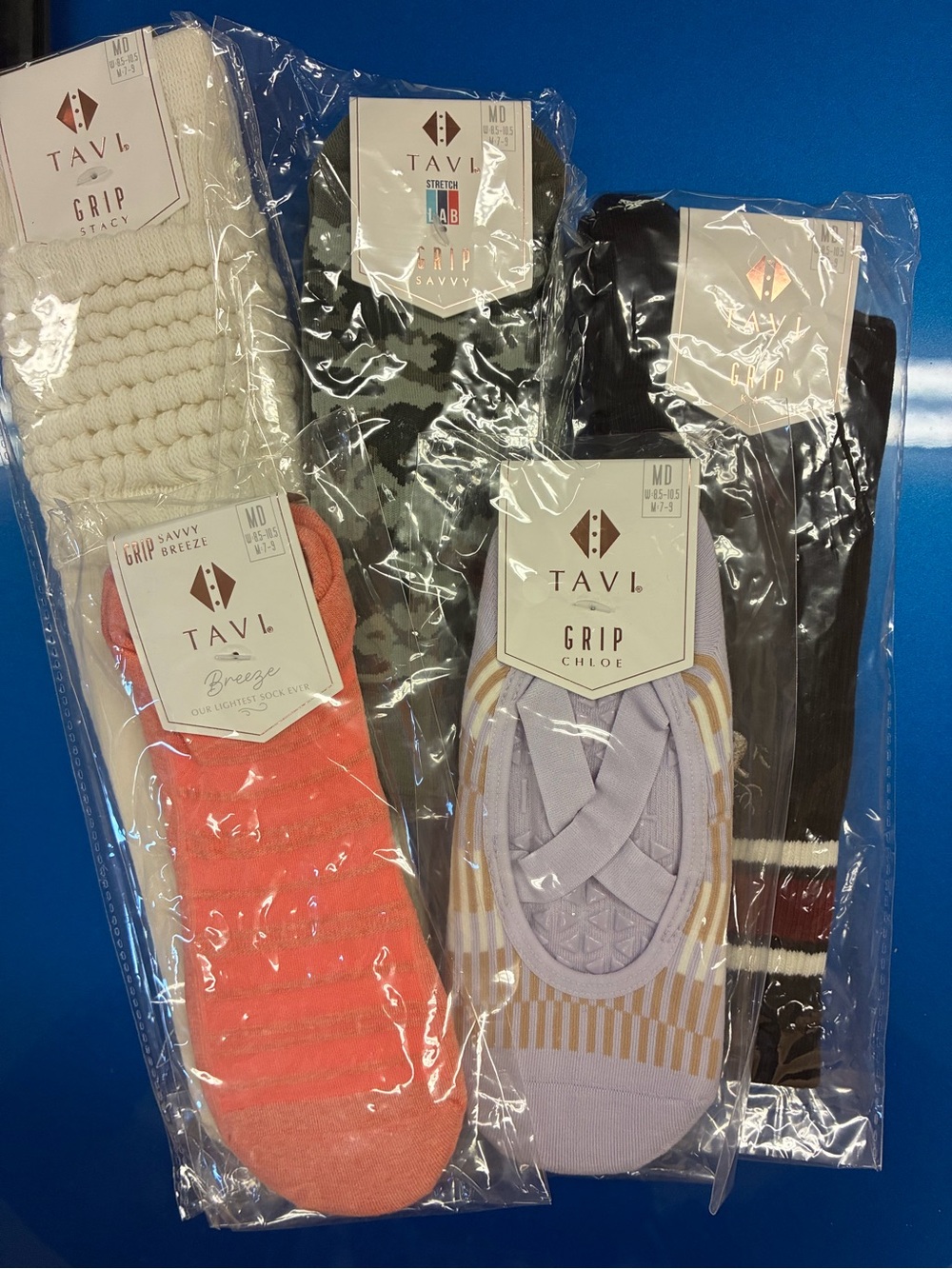 5 pairs of Grip Socks Pack - Coral, Lavender, Cream, Black, Olive